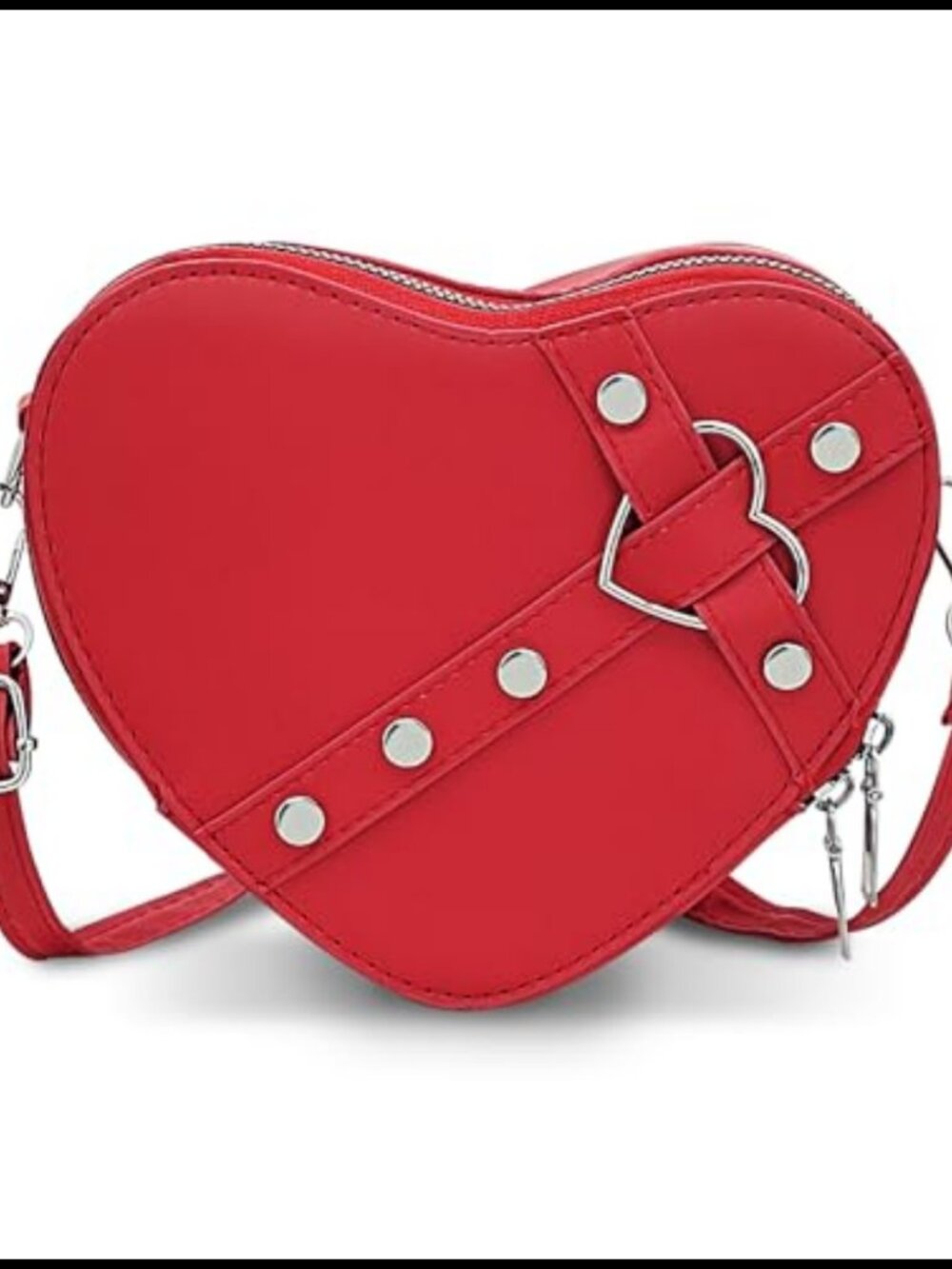 Heart Shaped Mini Crossbody Bag Matte PU Leather Zipper Purse